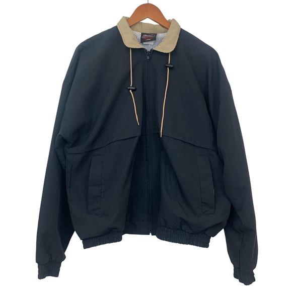 Hilton Corporate Casuals Other - Hilton Corporate Casuals‎ Mens Large Windbreaker Jacket Black Tan Full Zip Mesh